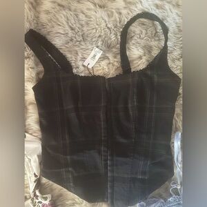 Square Neck Plaid Bustier Top (BRAND NEW WITH TAGS)